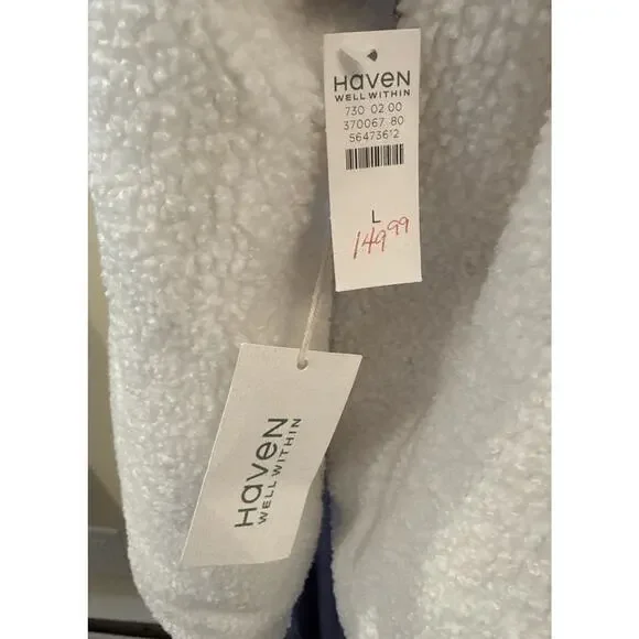 Haven Well Within Talbots White/ Ivory Reversible Sherpa Quilted Jacket Size L - Picture 7 of 9